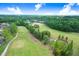Scenic aerial view of the golf course surrounded by lush green trees and a bright blue sky with fluffy clouds at 3519 Old Course Ln, Valrico, FL 33596