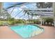 Relaxing pool and screened lanai offers a private oasis with lush landscaping, and sun loungers at 3519 Old Course Ln, Valrico, FL 33596