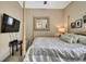 This bedroom features a four-poster bed, a TV, and a decorative mirror at 4155 Barletta Ct, Wesley Chapel, FL 33543