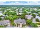 Scenic aerial view of townhomes nestled amongst lush greenery, ponds, and waterways in a serene community at 6361 92Nd N Pl # 1704, Pinellas Park, FL 33782
