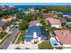 Stunning aerial view of the beautiful neighborhood showcasing lush landscaping and a gorgeous waterfront at 7114 Pelican Island Dr, Tampa, FL 33634
