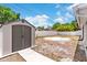 The backyard has a storage shed and a clean, well-maintained fence offering privacy at 7276 21St Street N, St Petersburg, FL 33702