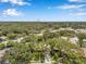 Beautiful aerial view of the community, home, mature trees, and landscaping at 1695 Cinnamon Ln, Dunedin, FL 34698