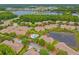 Beautiful aerial view of the community featuring lake views, community pool and lush landscaping at 17527 Stinchar Dr, Land O Lakes, FL 34638