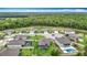 An aerial view of a neighborhood surrounded by lush greenery and blue skies at 18079 Romanesque Ct, Spring Hill, FL 34610