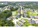 Expansive aerial view of a well-developed residential area surrounded by lush greenery, ponds, and well-maintained streets at 1842 Ridgelake Ct, Wesley Chapel, FL 33543