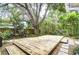 Spacious wooden deck in a lush backyard setting, perfect for outdoor entertaining at 2051 Indigo Dr, Clearwater, FL 33763