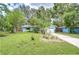 Beautifully landscaped front yard with a charming blue home, providing a welcoming and picturesque curb appeal at 2051 Indigo Dr, Clearwater, FL 33763