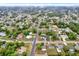 Expansive aerial view of a residential neighborhood featuring mature trees, well-maintained homes, and quiet streets at 4342 Candler Ave, Spring Hill, FL 34609