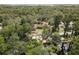 Aerial view of a secluded home surrounded by lush trees and private waterfront at 5290 Cyril Dr, Dade City, FL 33523