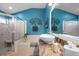 Modern bathroom featuring a bathtub, a separate shower and a vessel sink at 810 Erik Lake Rd, Brandon, FL 33510