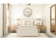Comfortable bedroom with modern farmhouse design, a cozy bed, matching nightstands, and stylish decorative accents at 22363 Nebula Way, Land O Lakes, FL 34637