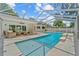 Enjoy the screened in pool with beautiful clear blue water and an attached tanning pool at 2824 Paddock Dr, Palm Harbor, FL 34684