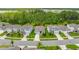 Wide aerial view of a suburban neighborhood, featuring well-kept lawns and landscaping at 2898 Living Coral Dr, Odessa, FL 33556