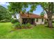 Backyard featuring lush lawn, mature trees, a screened in porch and privacy at 3687 Imperial Ridge Pkwy, Palm Harbor, FL 34684