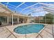 Inviting pool area features a screened enclosure, poolside seating, and beautifully landscaped backyard at 3707 Smoke Hickory Ln, Valrico, FL 33596