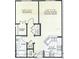 Detailed floor plan featuring one bedroom, one bath, a kitchen, a closet, and an open living/dining room area at 4221 W Spruce St # 1429, Tampa, FL 33607