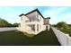 Expansive backyard showcases a covered patio and balcony of a pristine two-story home with manicured landscaping at 4316 Wallace Cir, Tampa, FL 33611