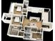Upstairs floor plan displaying bedrooms with ensuite bathrooms, a central living area, and balcony at 4316 Wallace Cir, Tampa, FL 33611