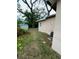 Backyard area next to house offers space for potential landscaping or storage shed with mature trees offering shade at 8718 N Brooks St, Tampa, FL 33604