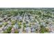 Overhead view of neighborhood street with tidy, well-maintained homes and mature trees at 9115 Panda Ln, Port Richey, FL 34668