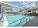 Backyard swimming pool inside of a screened enclosure with plenty of room for activities at 9115 Panda Ln, Port Richey, FL 34668