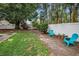 Lush backyard with green grass, mature trees, and outdoor seating at 9945 47Th N Ave # 210, St Petersburg, FL 33708