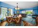 Dining room with blue walls, hardwood floors, area rug, and access to the living room and sunroom at 9945 47Th N Ave # 210, St Petersburg, FL 33708