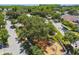 Aerial view of neighborhood playground amongst manicured lawns, paved streets, and mature trees at 10422 Fenceline Rd, New Port Richey, FL 34655