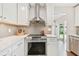 Modern kitchen featuring stainless steel appliances, gray backsplash, and white countertops at 1286 Stony Brook Ln, Dunedin, FL 34698