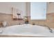Corner soaking tub with tile surround and a faucet at 1328 Rushgrove Cir, Dover, FL 33527