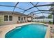 Screened in backyard pool with brick pavers, lounge chairs, and outdoor seating at 1328 Rushgrove Cir, Dover, FL 33527