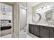 View from bathroom into main bedroom, also features a toilet room at 14110 Barrington Stowers Dr, Lithia, FL 33547