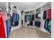 Spacious walk-in closet with ample shelving, hanging racks, and carpeted floors at 2724 Coco Palm Cir, Wesley Chapel, FL 33543