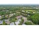 An aerial view showcasing a neighborhood surrounded by lush greenery and mature trees, offering a serene environment at 16003 Ridley Pl, Tampa, FL 33647