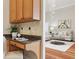 Charming desk area with granite countertop and wooden cabinets located near the living area at 2708 Coastal Range Way, Lutz, FL 33559