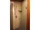 Modern shower stall with glass door and decorative tile at 272 Orange St, Palm Harbor, FL 34683
