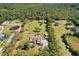 Expansive estate featuring a private pool, lush greenery, and secondary buildings, all within a securely defined perimeter at 3452 Forelock Rd, Tarpon Springs, FL 34688