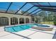 Gorgeous screened-in pool and spa with lush greenery, ideal for outdoor enjoyment at 3452 Forelock Rd, Tarpon Springs, FL 34688