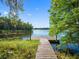 Wooden dock on the lake with lush surrounding greenery and blue skies at 5122 Puritan Cir # 5122, Tampa, FL 33617