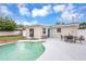 Inviting backyard featuring a sparkling pool, patio area, and outdoor dining space at 821 52Nd S Ave, St Petersburg, FL 33705