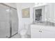 Contemporary bathroom featuring a glass shower, stylish vanity, and modern fixtures at 1576 Valier Pt, Zephyrhills, FL 33541