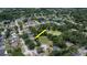 Aerial view highlighting the property's location near lush greenery and the lake at 1617 Dawnridge Ct, Brandon, FL 33510