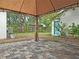 Charming backyard featuring brick pavers, mature trees, and an outdoor gazebo at 1620 15Th N St, St Petersburg, FL 33704