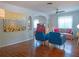 Cozy living room with hardwood floors, vibrant art, modern furniture, and lots of natural light at 1620 15Th N St, St Petersburg, FL 33704