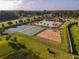 Aerial shot showcases the community's amenities: pool, clubhouse, tennis, and basketball courts, and a playground at 18696 Malinche Loop, Spring Hill, FL 34610