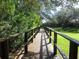 Wooden walkway through lush green grass and foliage leading to the main house at 2943 Bough Ave # C, Clearwater, FL 33760