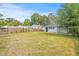 View of fenced backyard with large lawn and partial patio at 5622 Tangerine S Ave, Gulfport, FL 33707