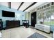 Comfortable living area with bright blue walls and a view to the outside at 611 Destiny Dr, Ruskin, FL 33570