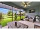 Beautiful screened patio with seating area, offering a tranquil space for relaxation and enjoyment of the outdoors at 6127 Colmar Pl, Apollo Beach, FL 33572